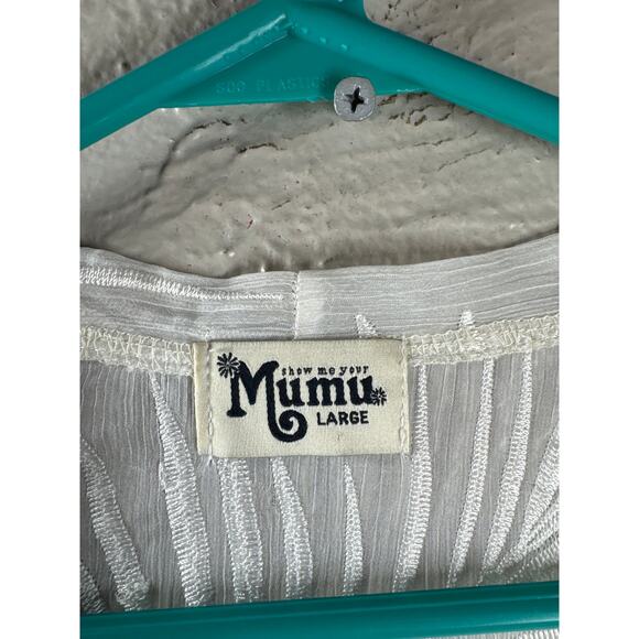 Show Me Your Mumu Metzler Kimono Boho Cream Fringe Satin Lightweight Large‎ - Picture 4 of 5